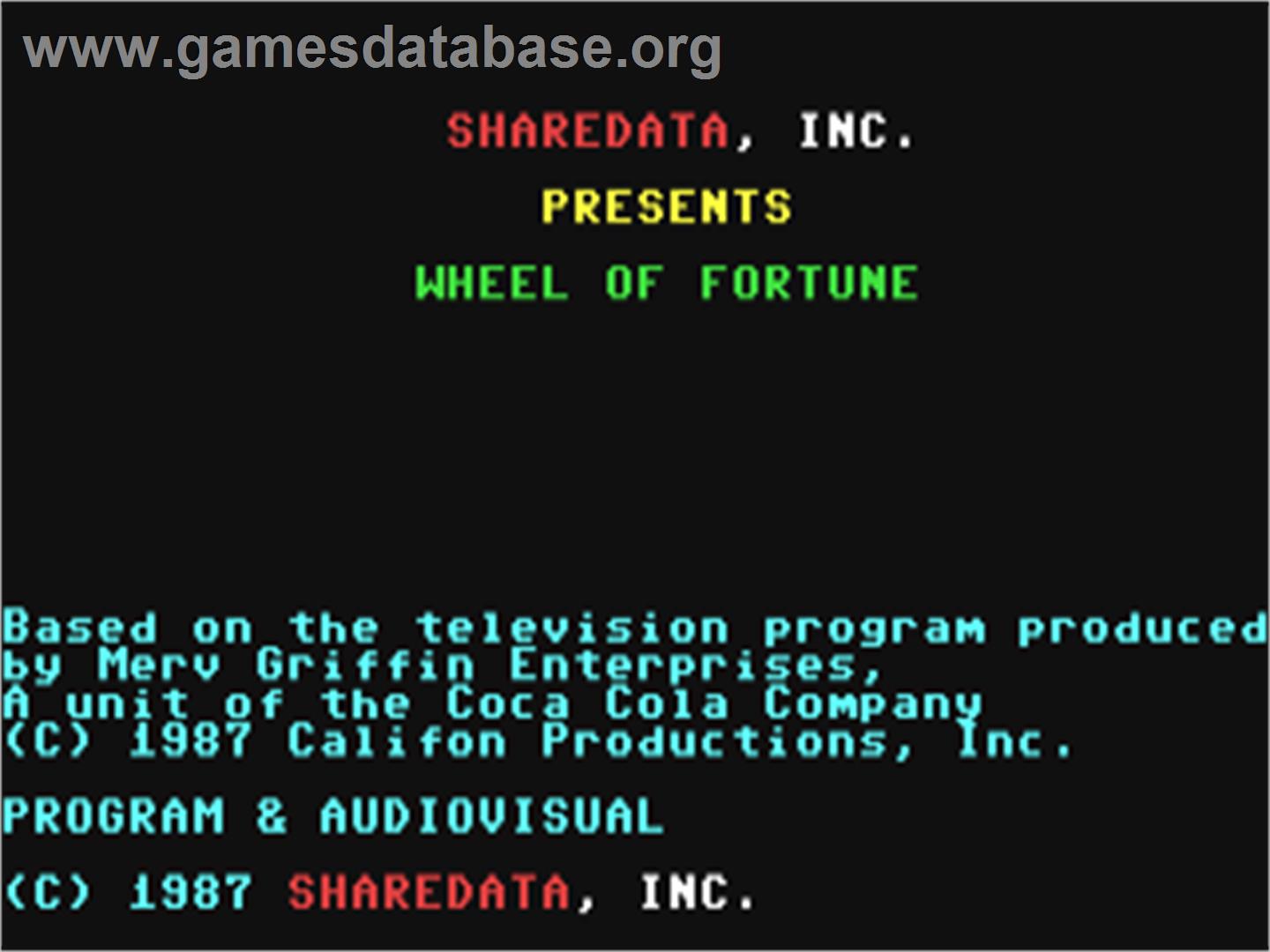 Kolo Fortuny / Wheel of Fortune (Marex/Vermes) - Commodore 64 - Artwork - Title Screen