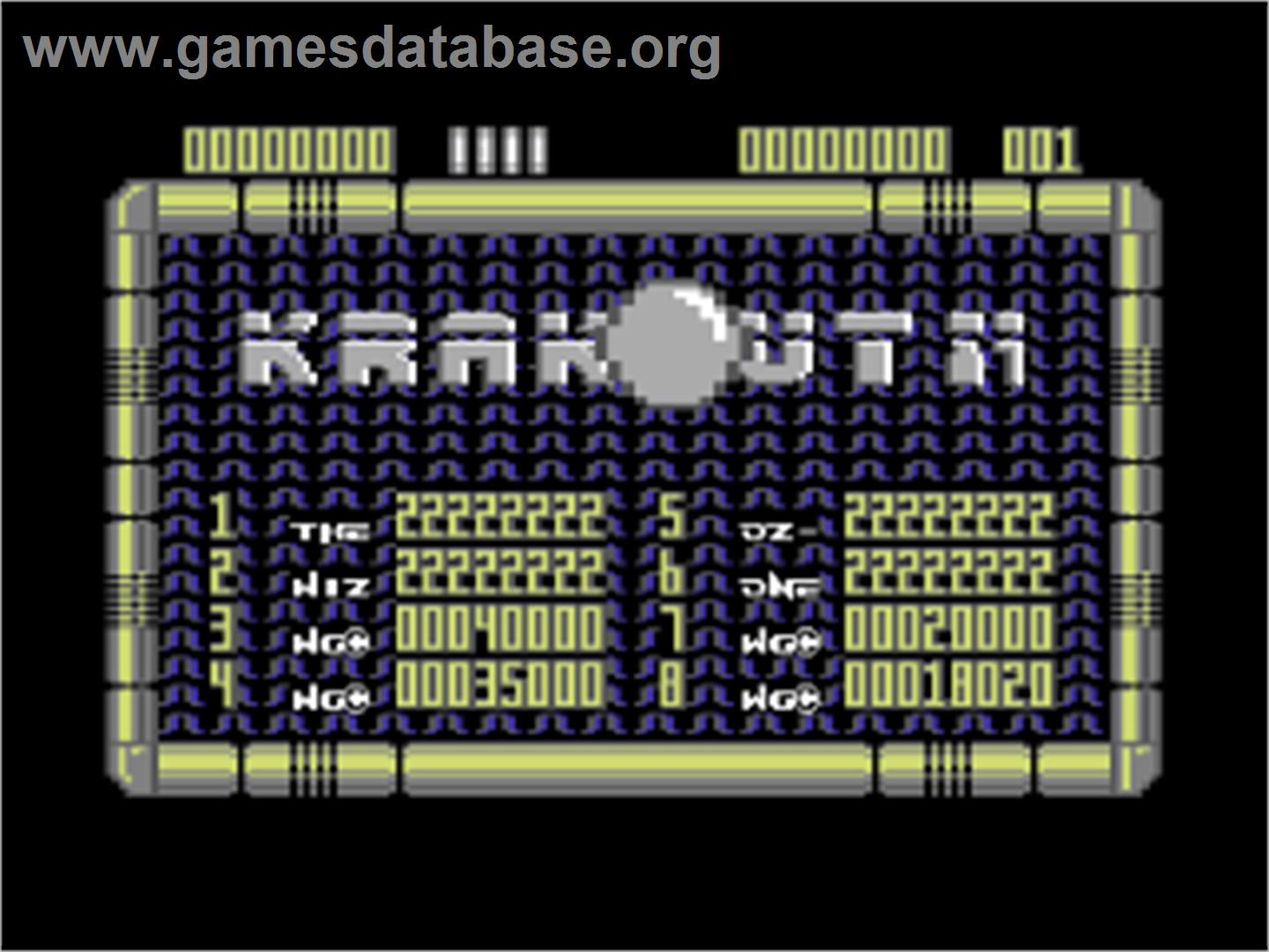 Krakout '89 - Commodore 64 - Artwork - Title Screen