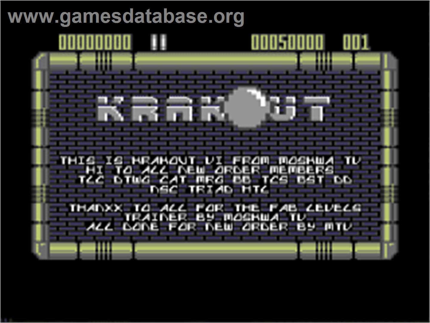 Krakout 6 - Commodore 64 - Artwork - Title Screen