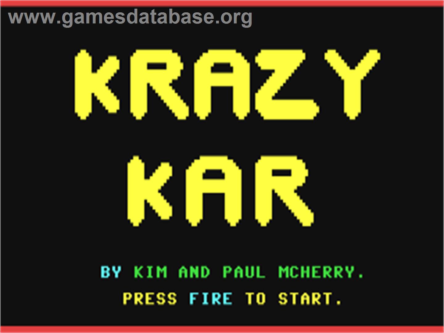 Krazy Kar - Commodore 64 - Artwork - Title Screen