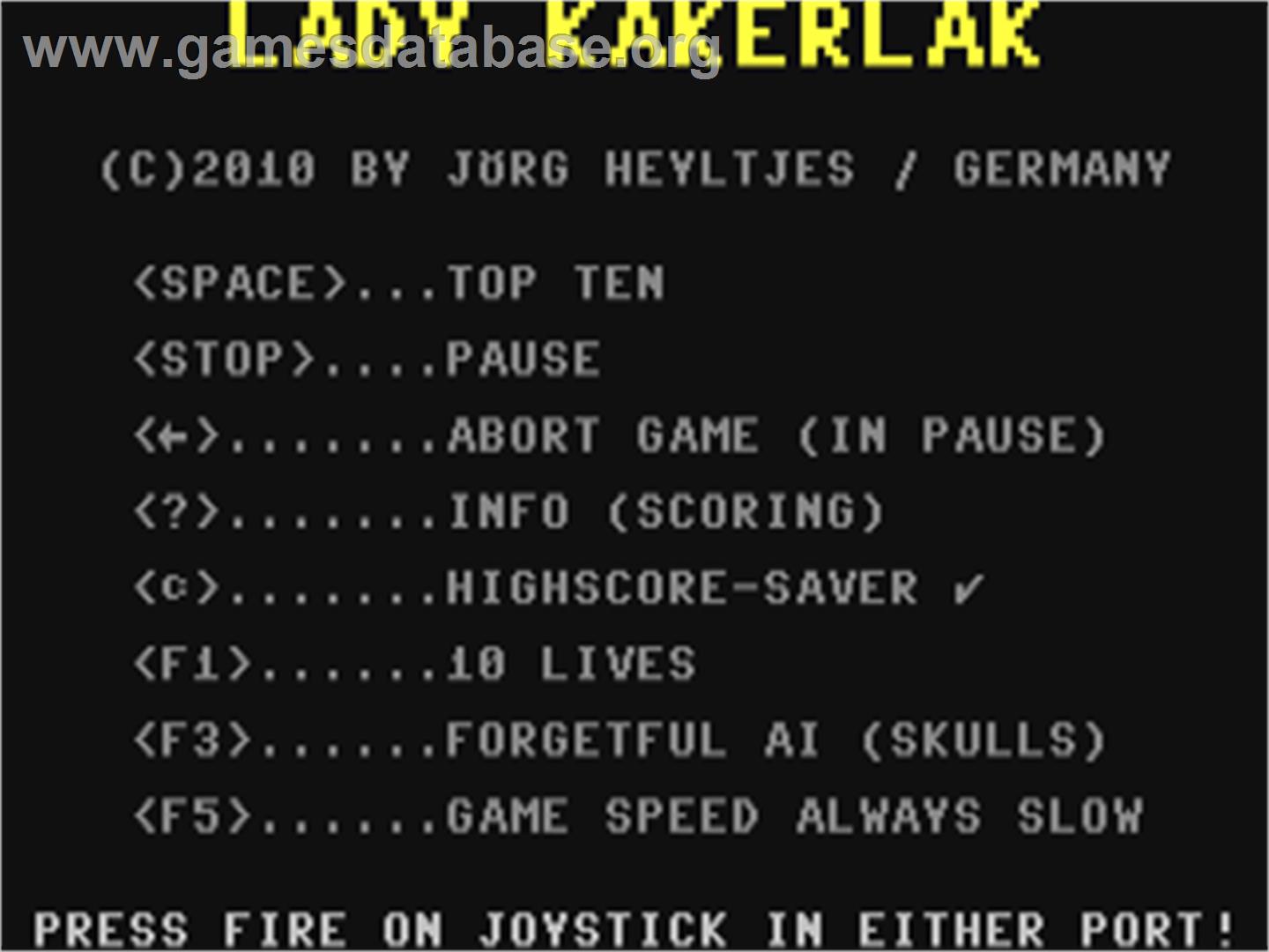 Lady Kakerlak - Commodore 64 - Artwork - Title Screen
