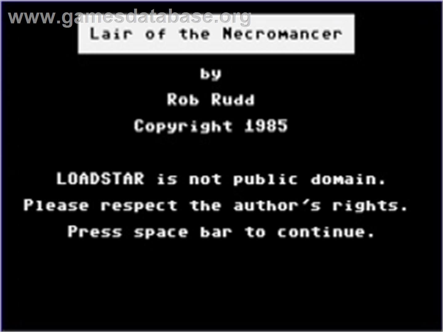 Lair Of The Necromancer - Commodore 64 - Artwork - Title Screen