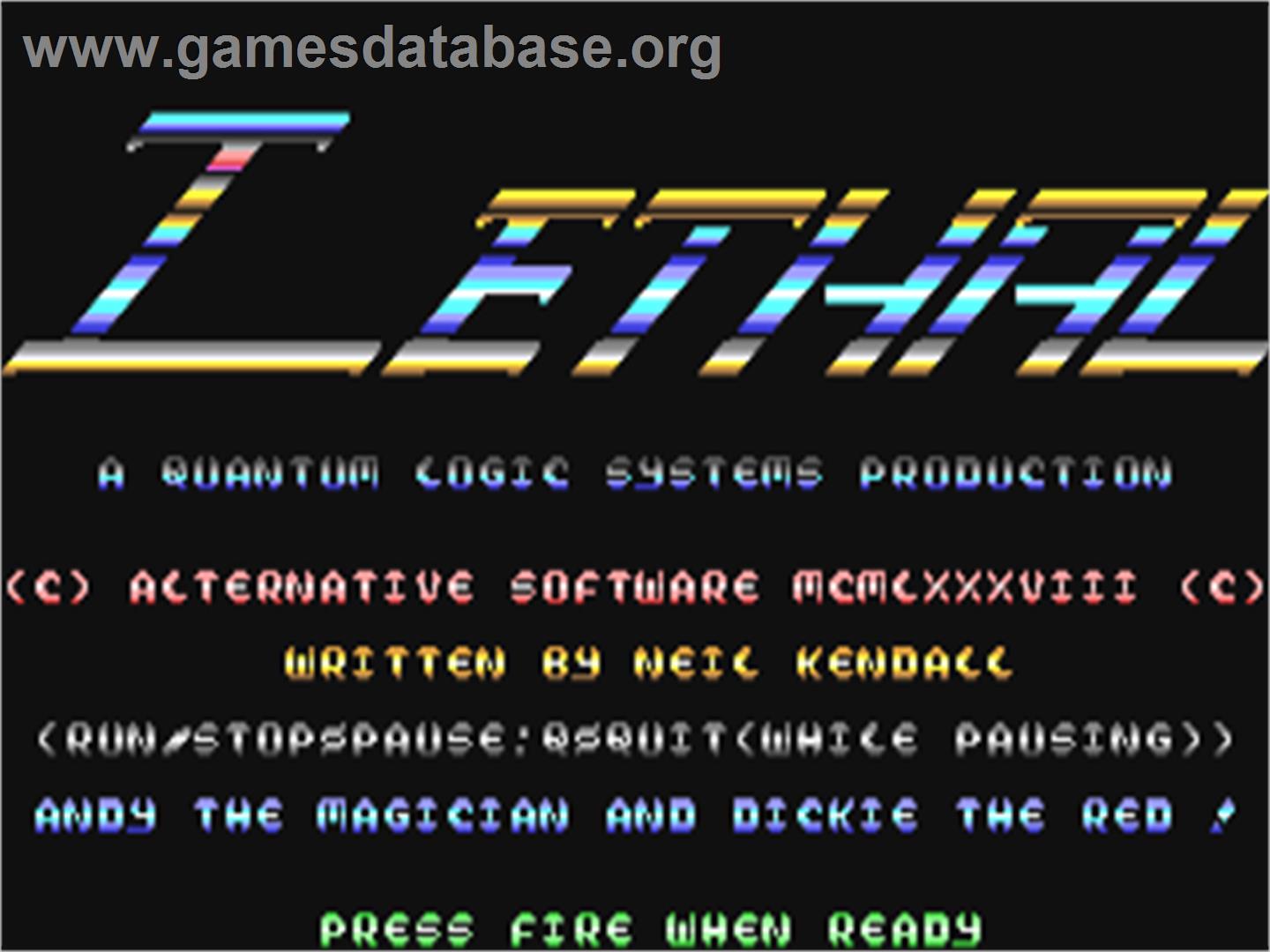 Lethal - Commodore 64 - Artwork - Title Screen