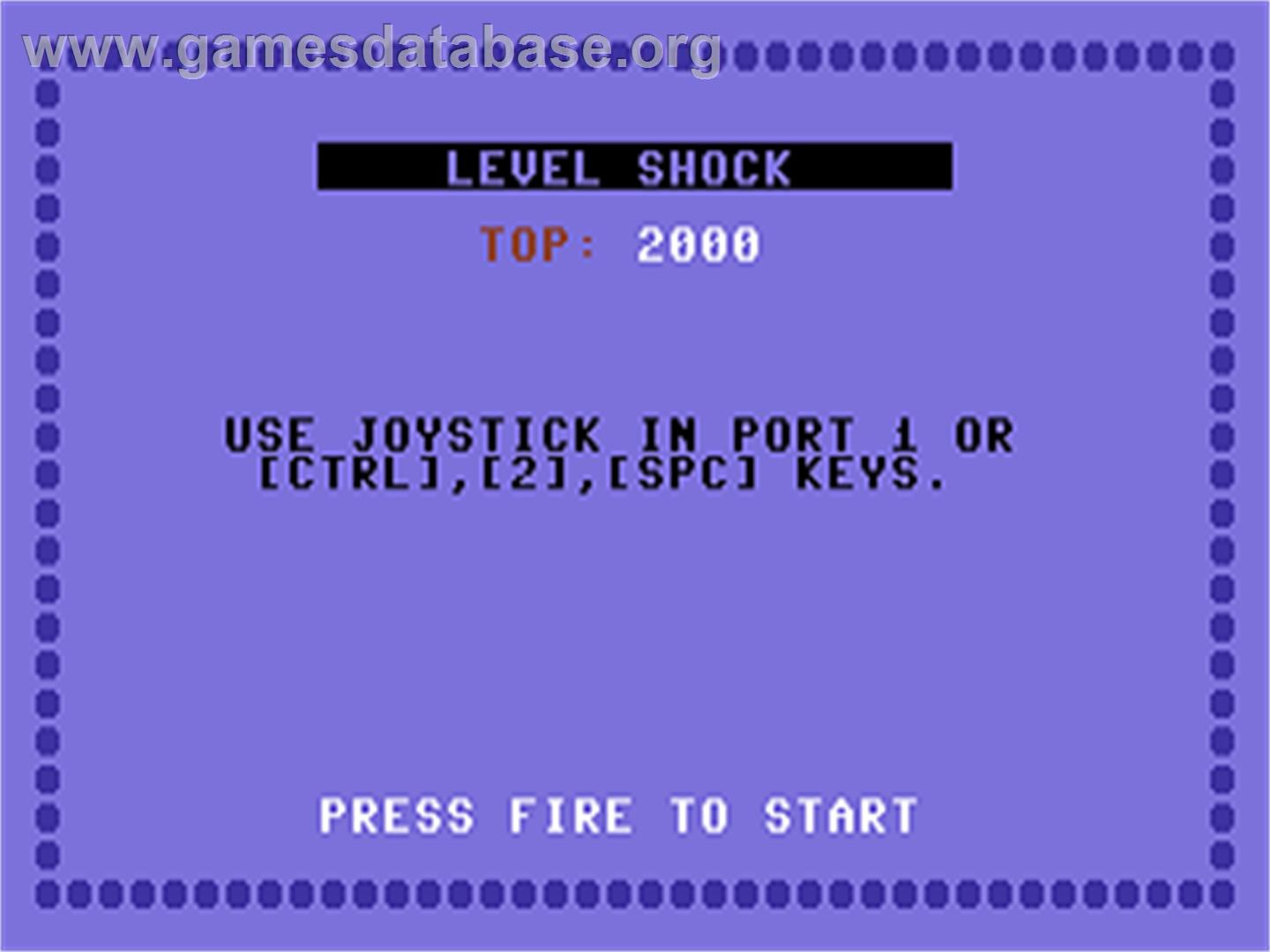 Level Shock - Commodore 64 - Artwork - Title Screen