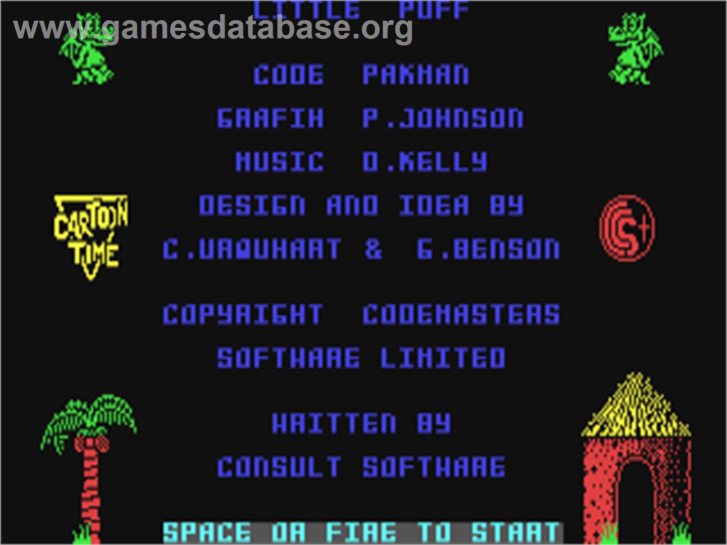 Little Puff in Dragonland - Commodore 64 - Artwork - Title Screen