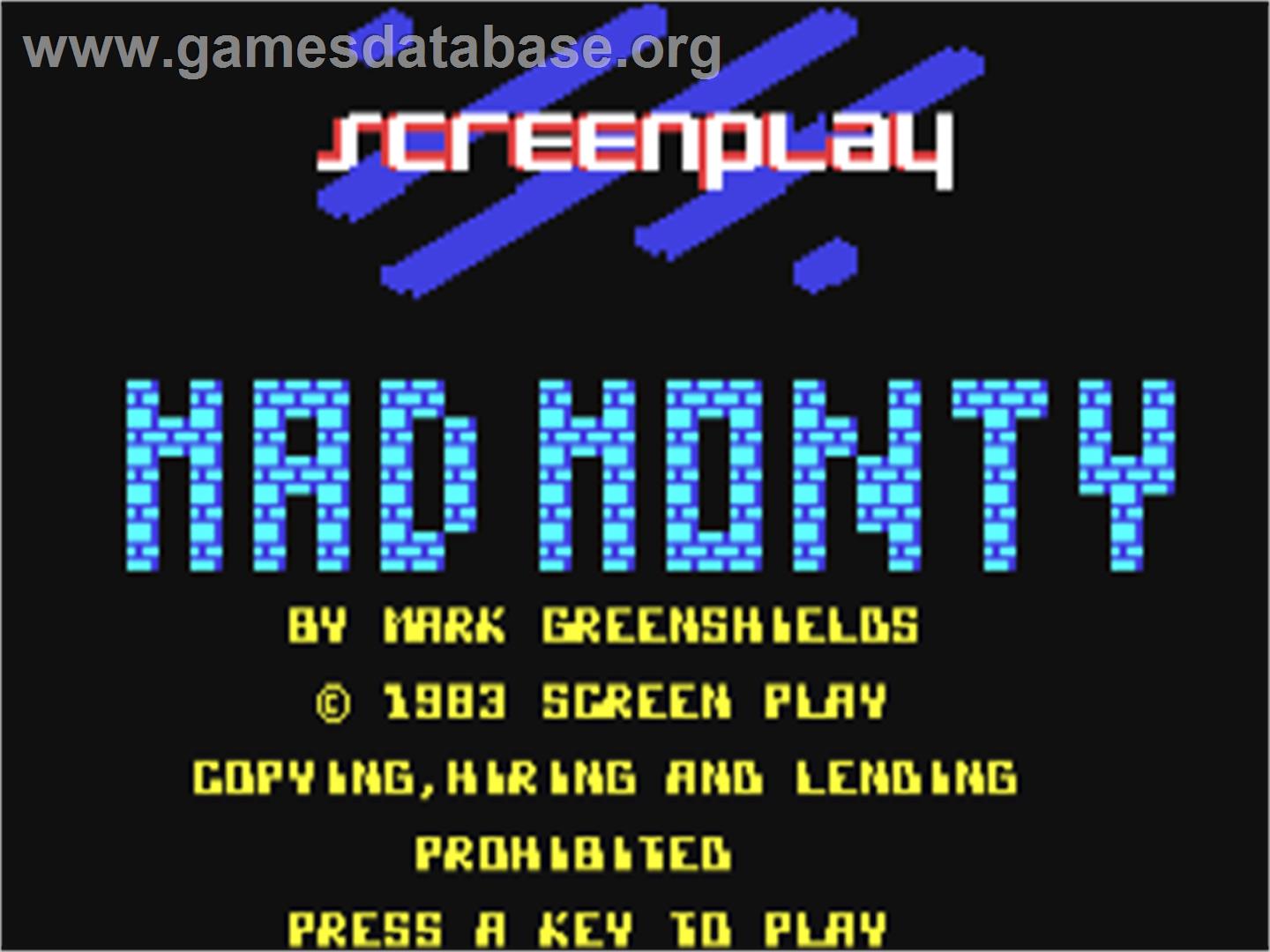 Mad Monty - Commodore 64 - Artwork - Title Screen