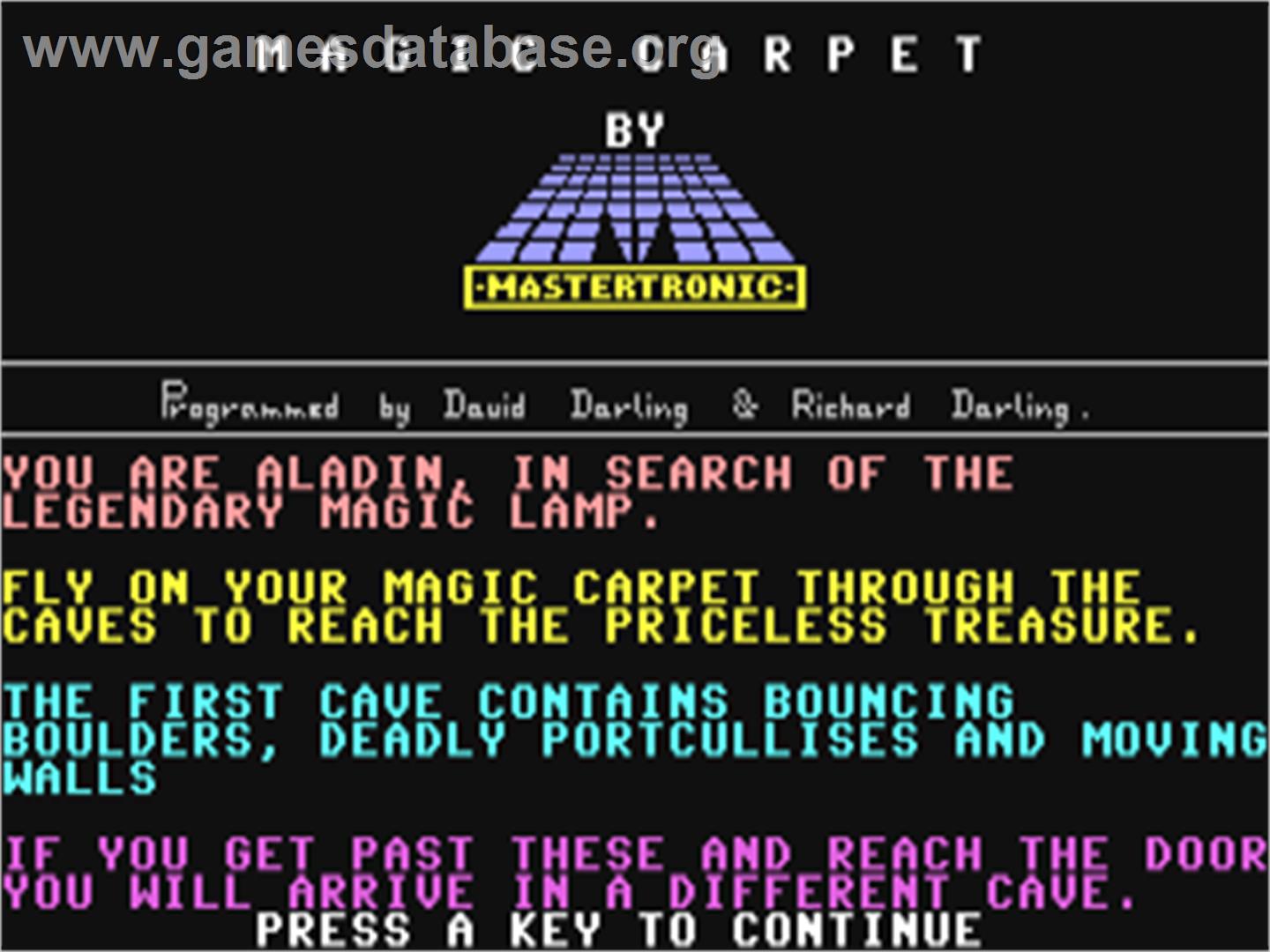 Magic Carpet - Commodore 64 - Artwork - Title Screen