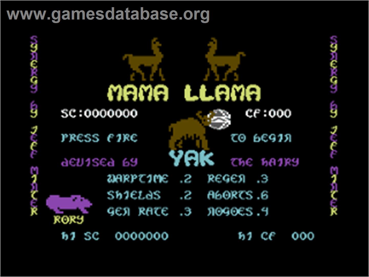 Mama Llama - Commodore 64 - Artwork - Title Screen
