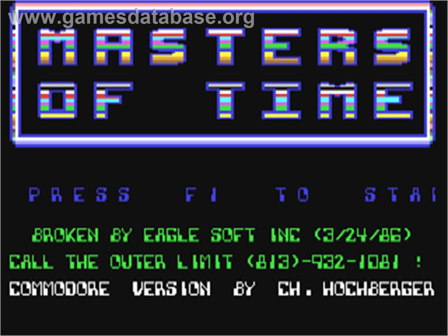 Masters Of Time - Commodore 64 - Artwork - Title Screen