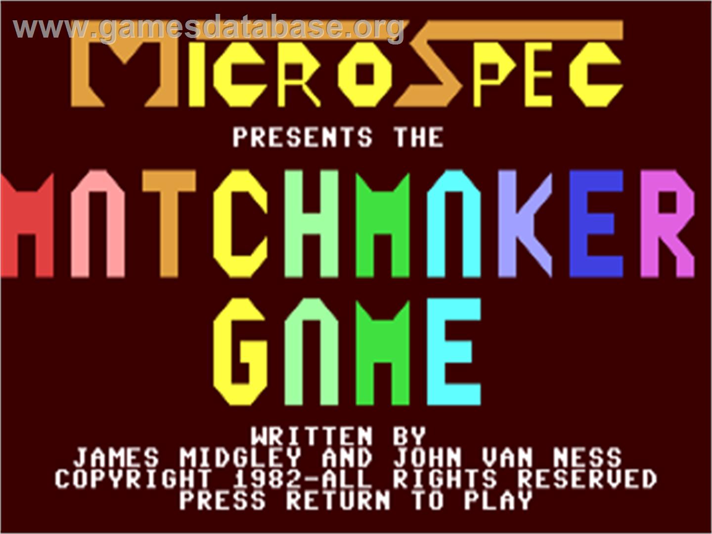 Matchmaker Game - Commodore 64 - Artwork - Title Screen