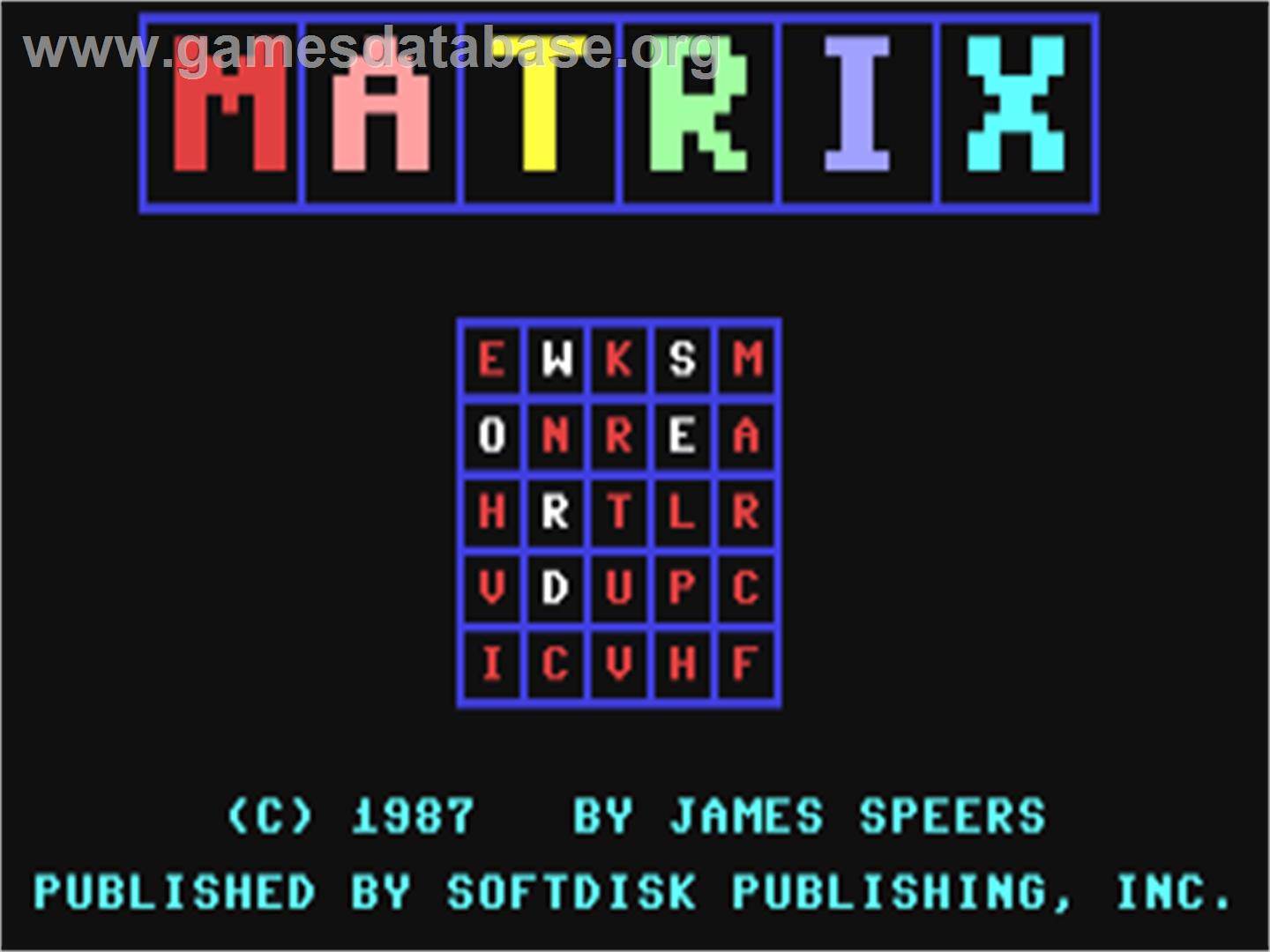 Matrix (Double Density) - Commodore 64 - Artwork - Title Screen