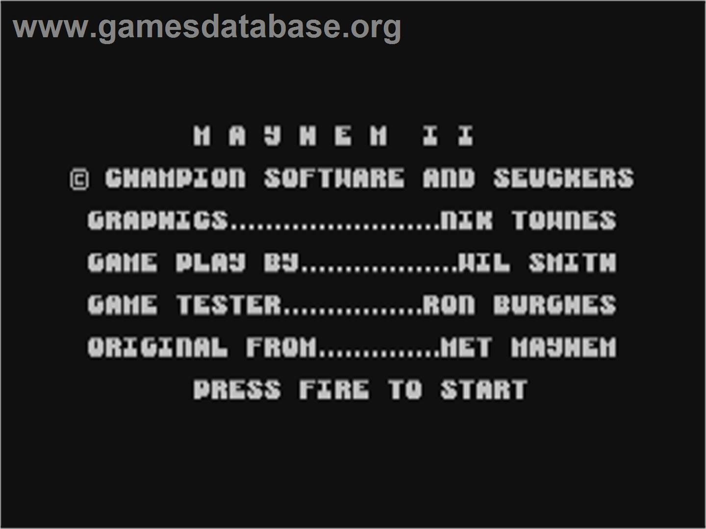 Mayhem 2 - Commodore 64 - Artwork - Title Screen