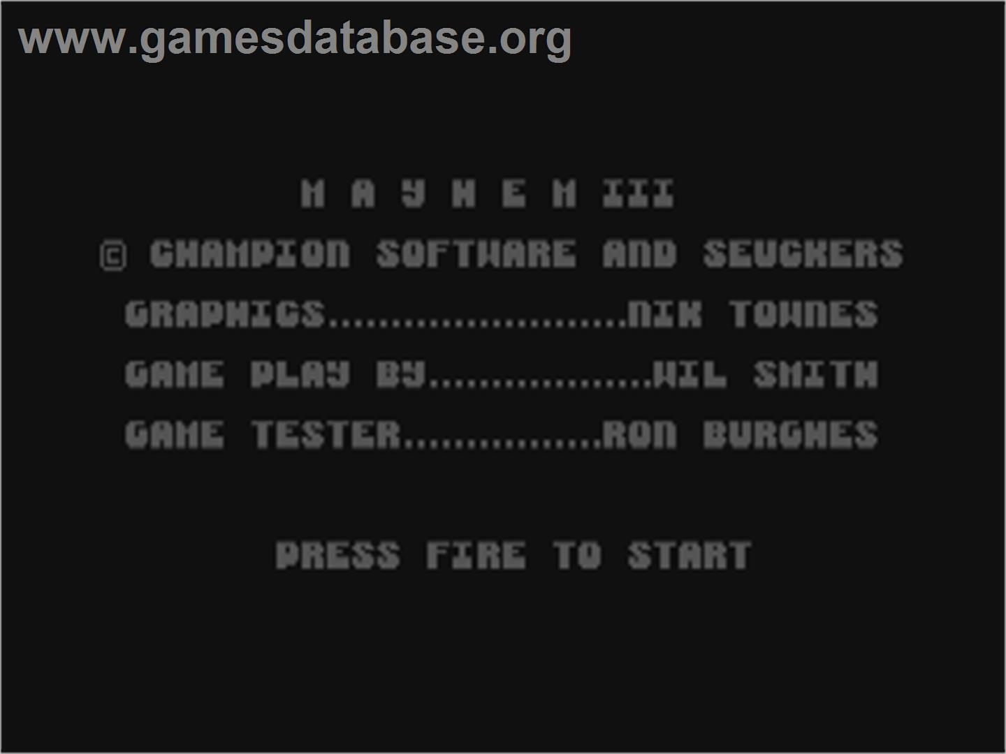 Mayhem 3 - Commodore 64 - Artwork - Title Screen