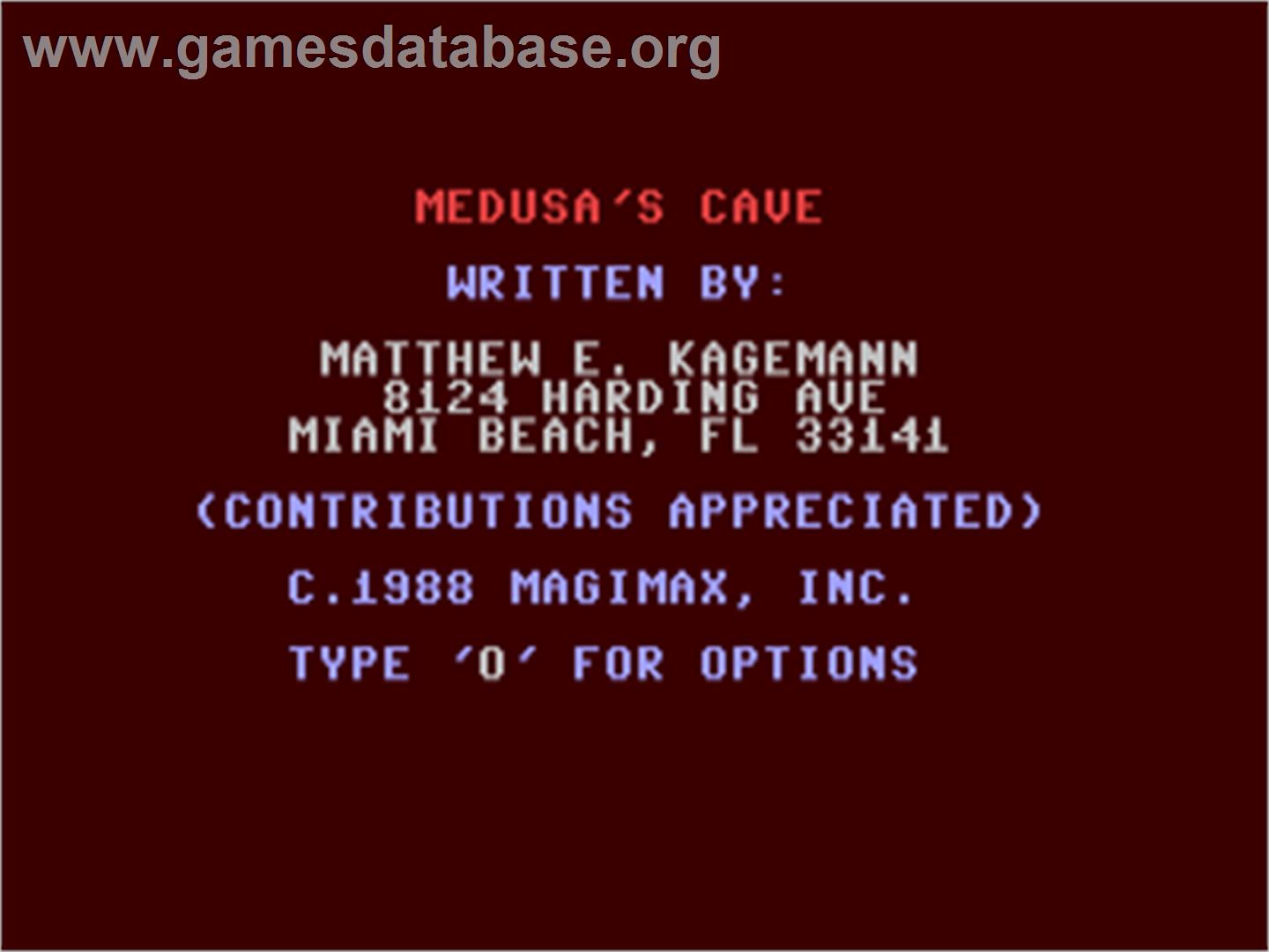 Medusa's Cave - Commodore 64 - Artwork - Title Screen
