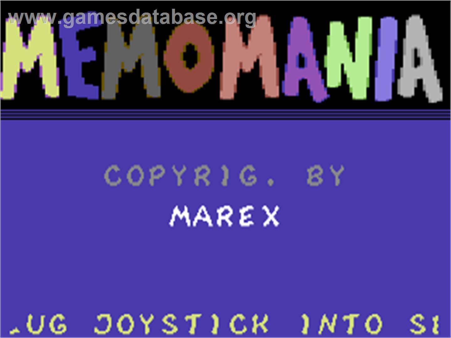 Memomania - Commodore 64 - Artwork - Title Screen