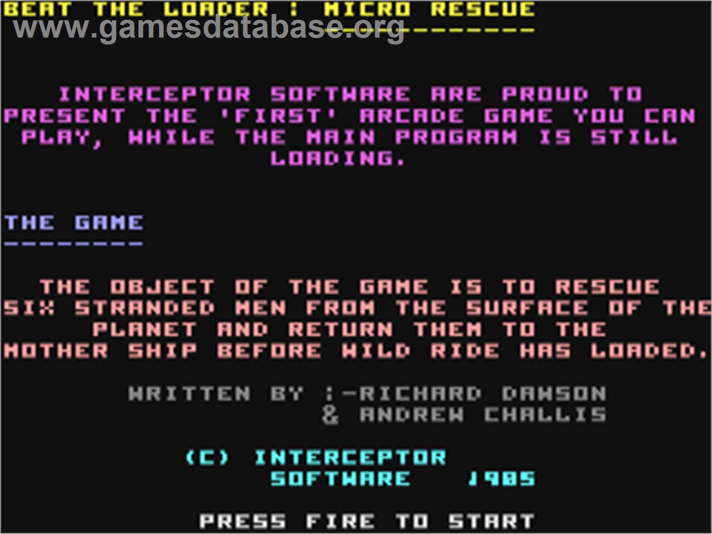 Micro Rescue - Commodore 64 - Artwork - Title Screen