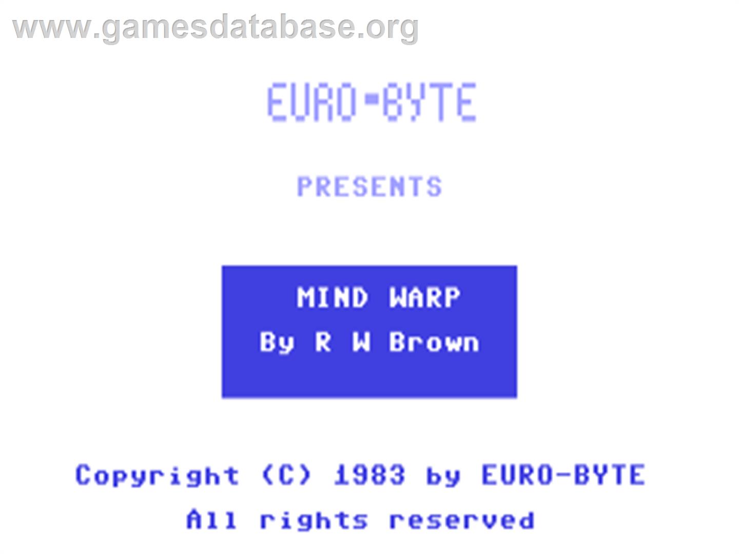 Mind Warp - Commodore 64 - Artwork - Title Screen