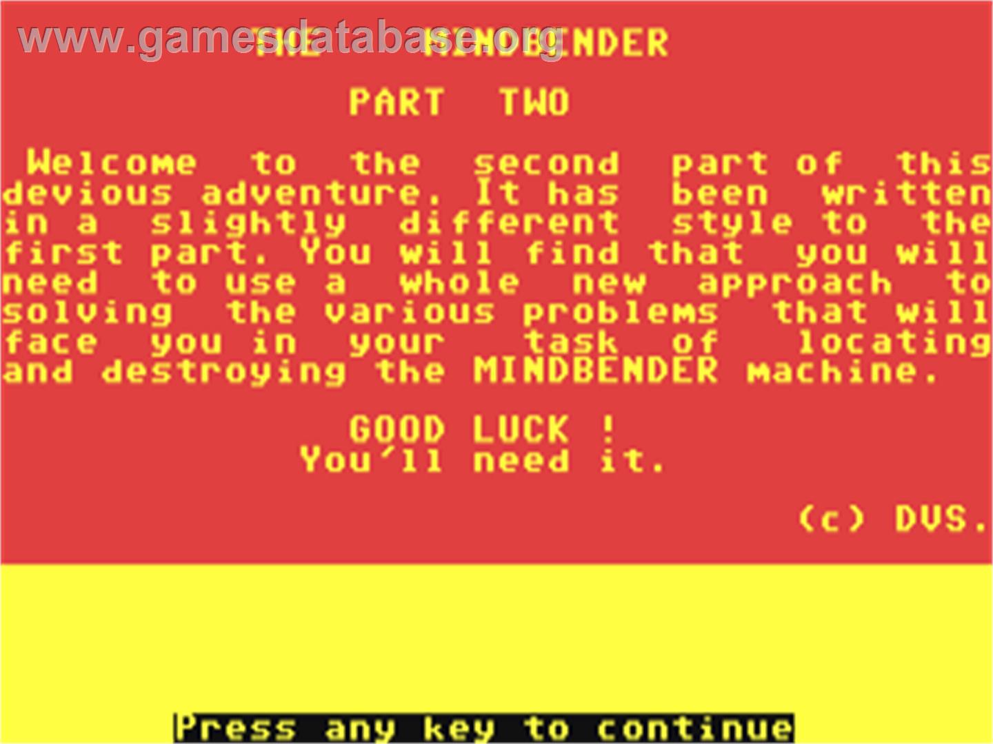 Mindbender - Commodore 64 - Artwork - Title Screen