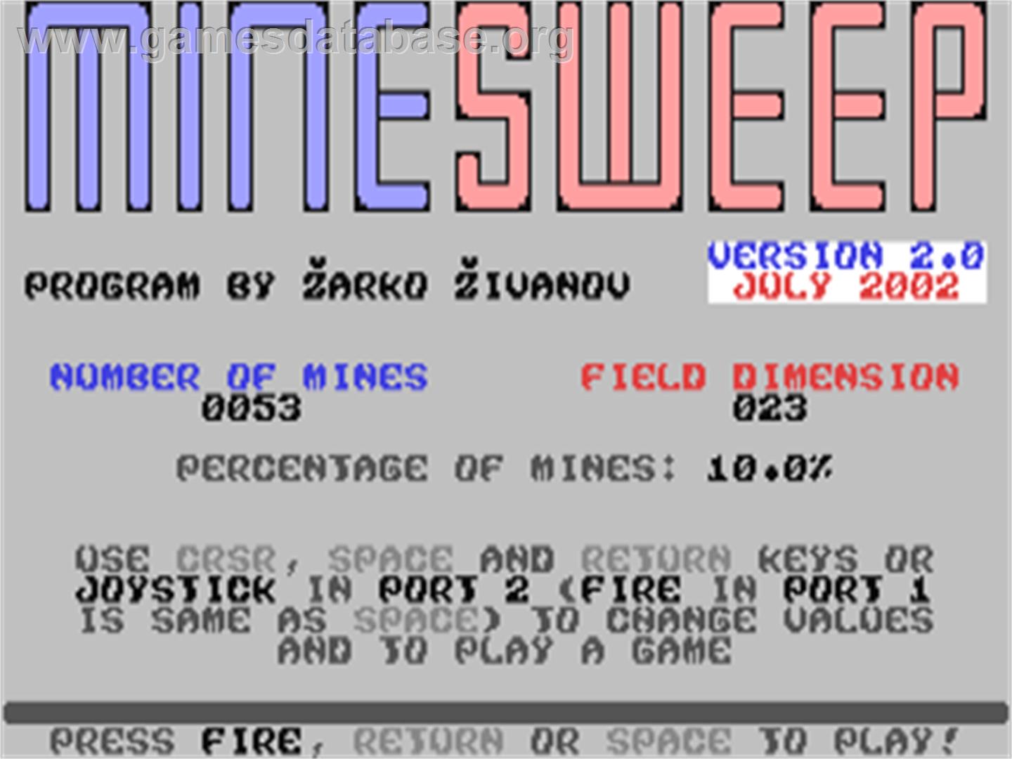 Minesweep (TND) - Commodore 64 - Artwork - Title Screen