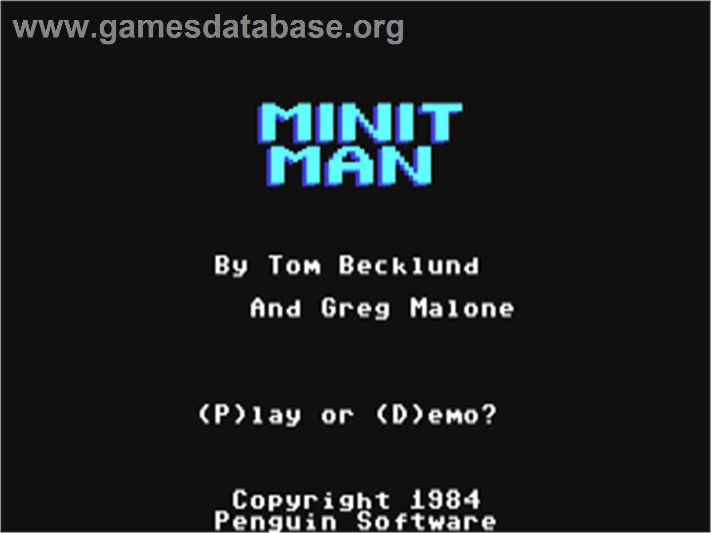 Minit Man - Commodore 64 - Artwork - Title Screen