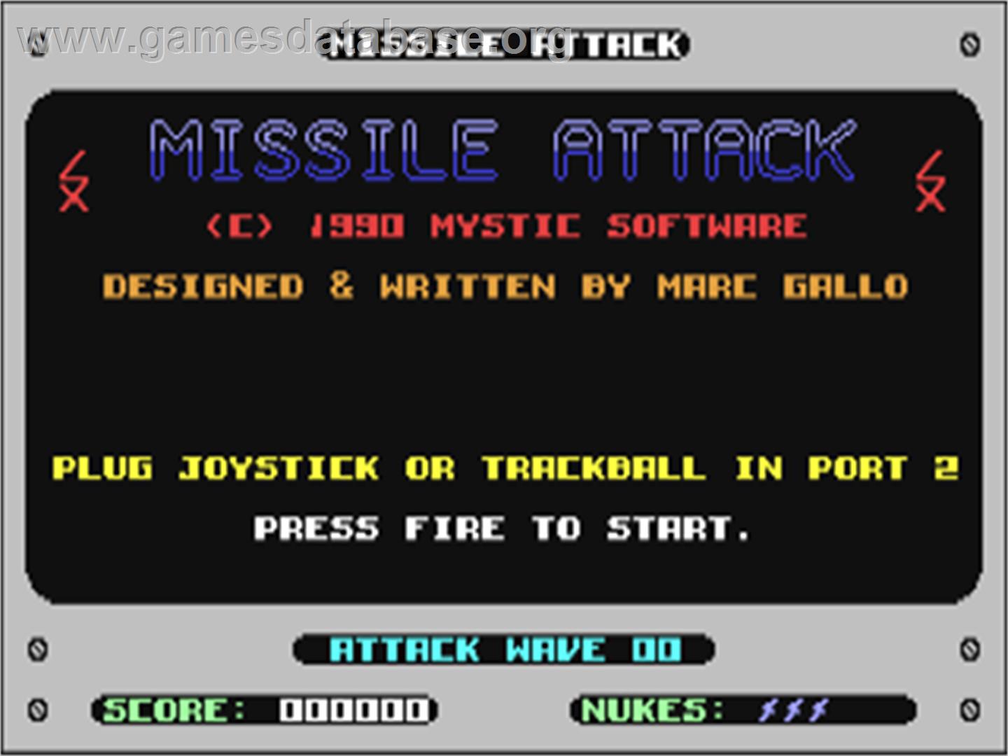 Missile Attack - Commodore 64 - Artwork - Title Screen