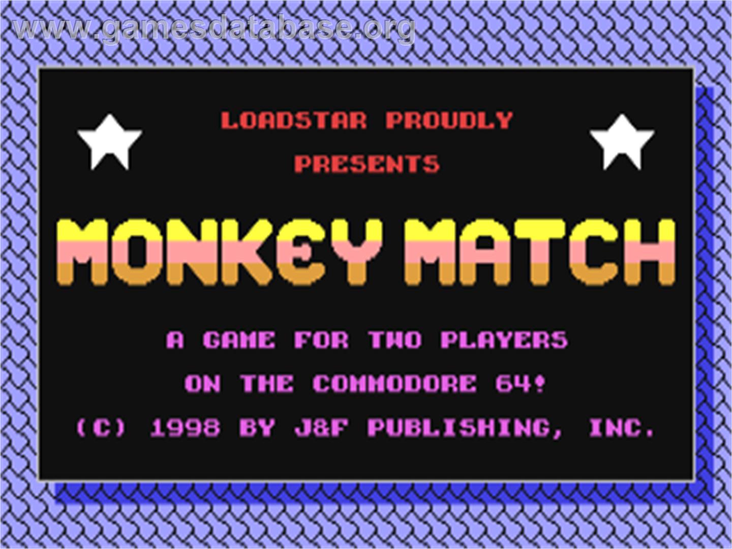 Monkey Match - Commodore 64 - Artwork - Title Screen