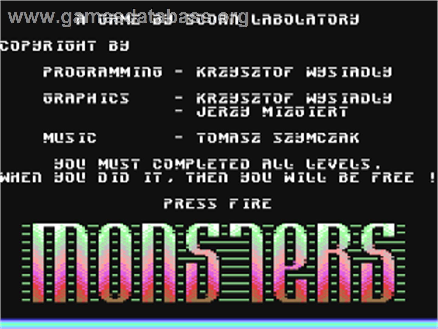 Monsters! - Commodore 64 - Artwork - Title Screen