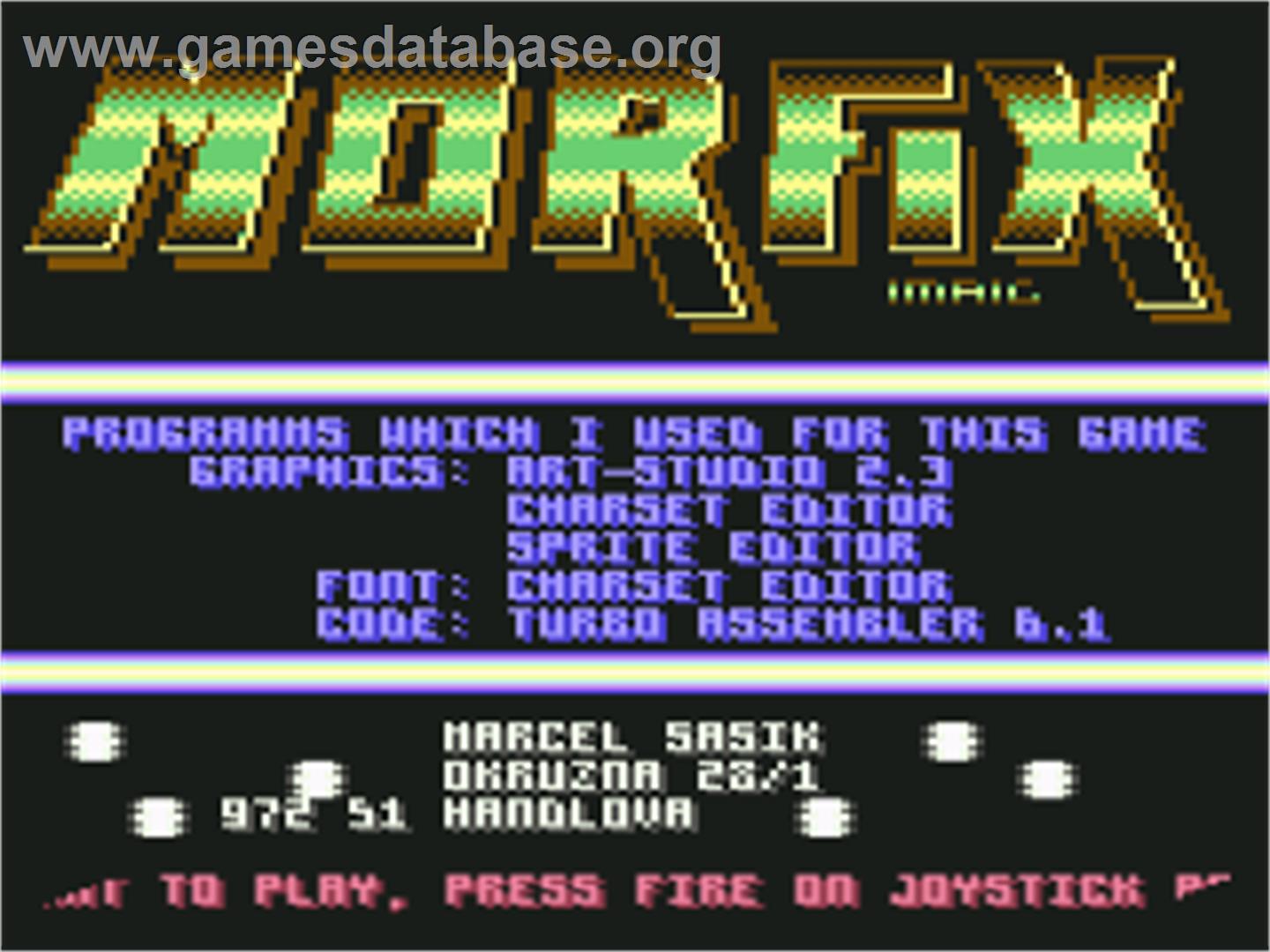 Morfix - Commodore 64 - Artwork - Title Screen