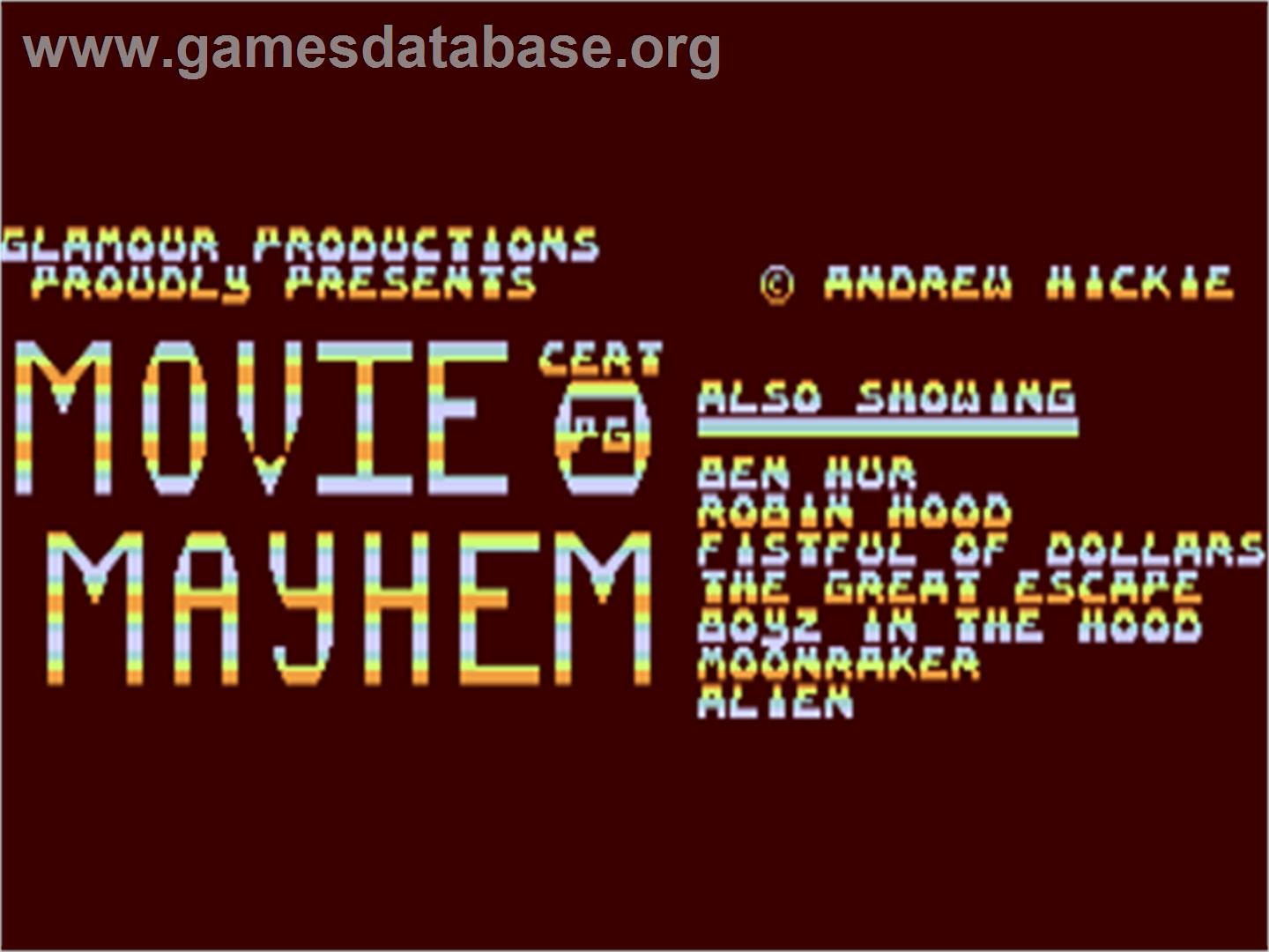 Movie Mayhem - Commodore 64 - Artwork - Title Screen