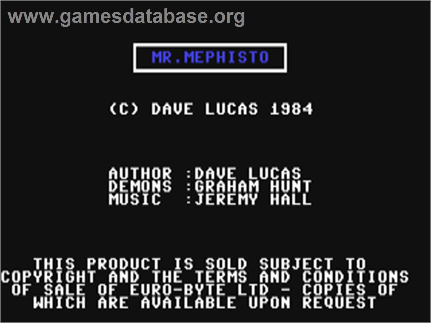 Mr. Mephisto - Commodore 64 - Artwork - Title Screen