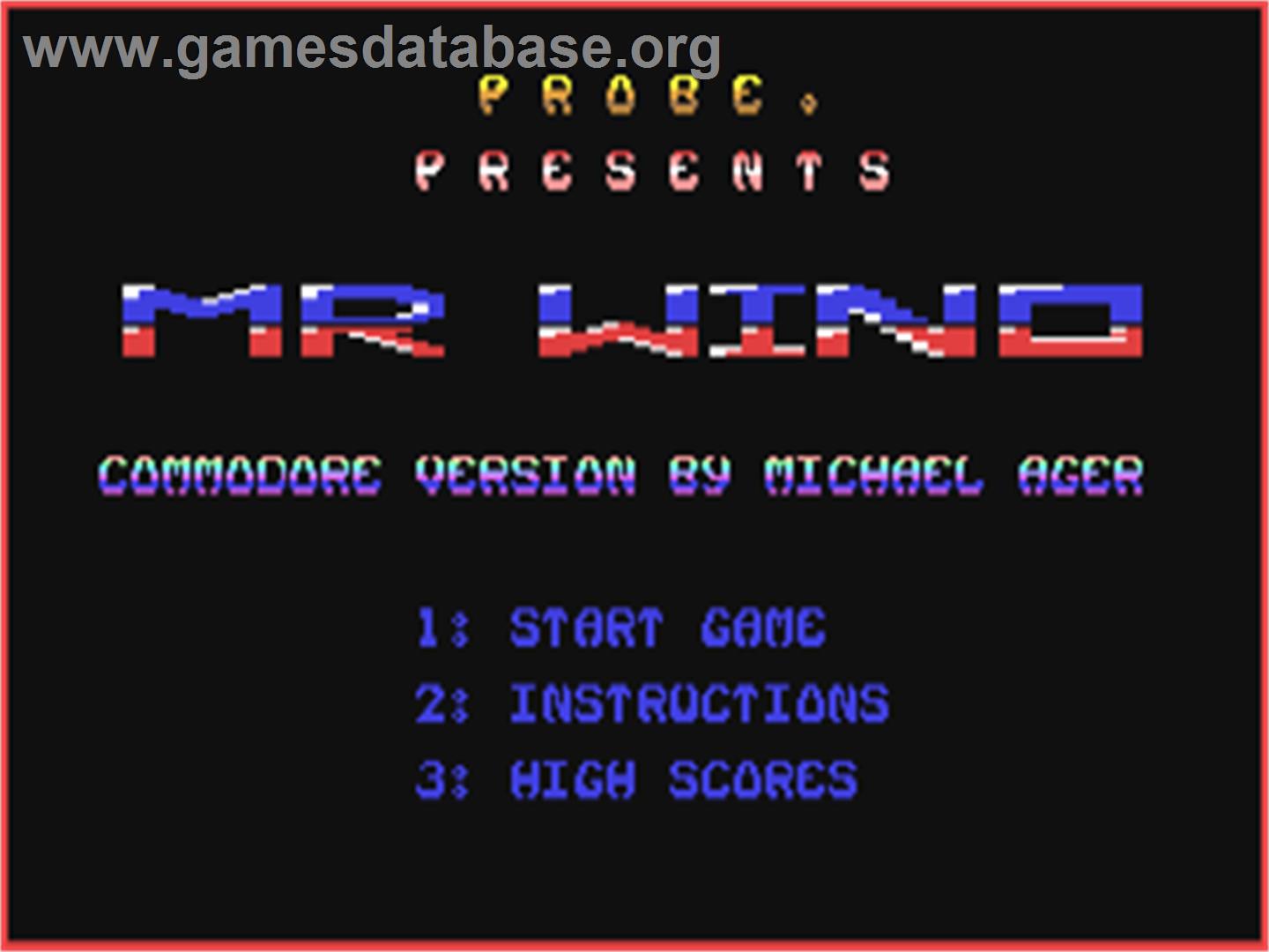 Mr. Wino - Commodore 64 - Artwork - Title Screen