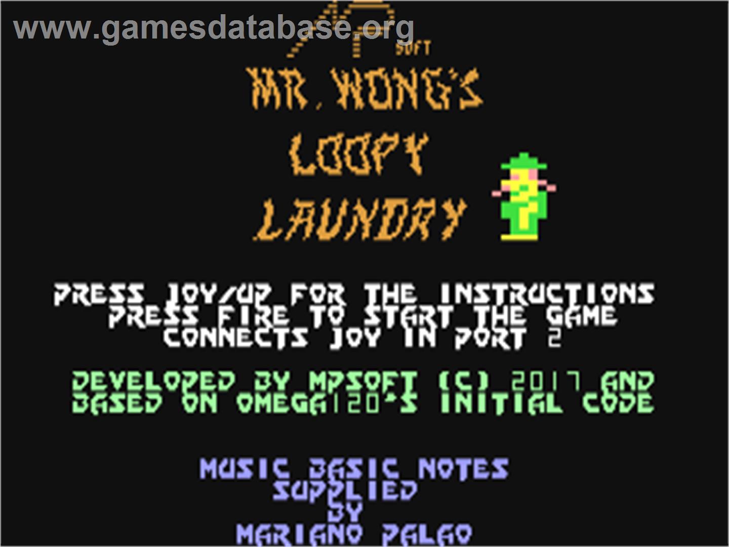 Mr. Wong's Loopy Laundry - Commodore 64 - Artwork - Title Screen
