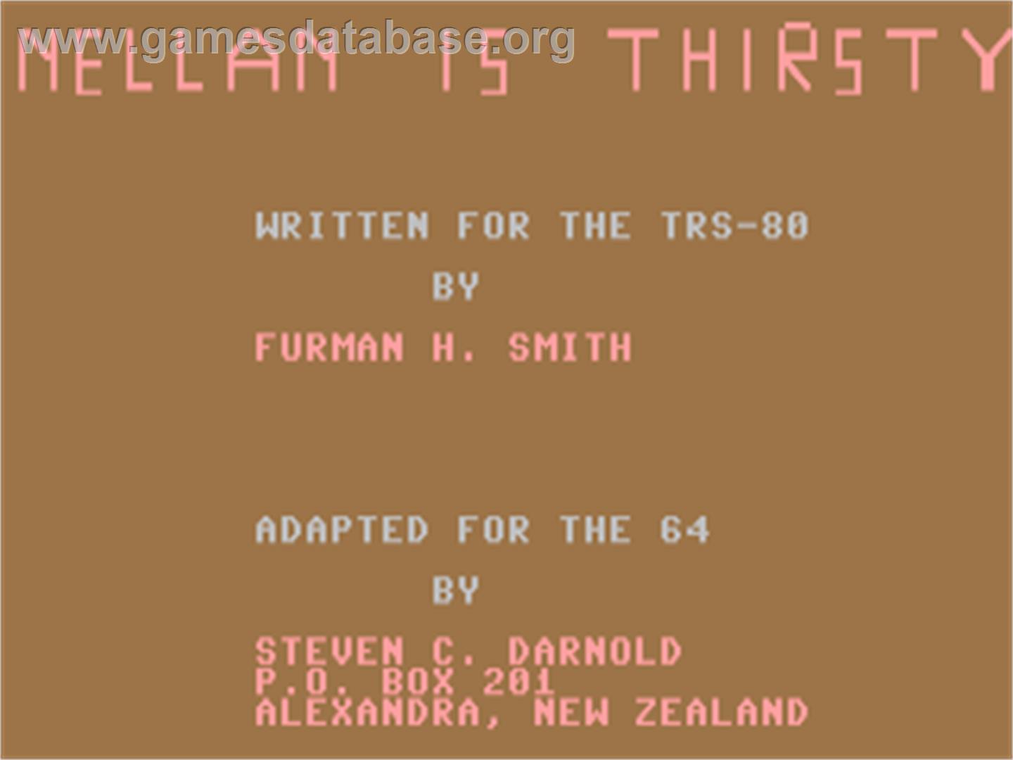 Nellan Is Thirsty - Commodore 64 - Artwork - Title Screen