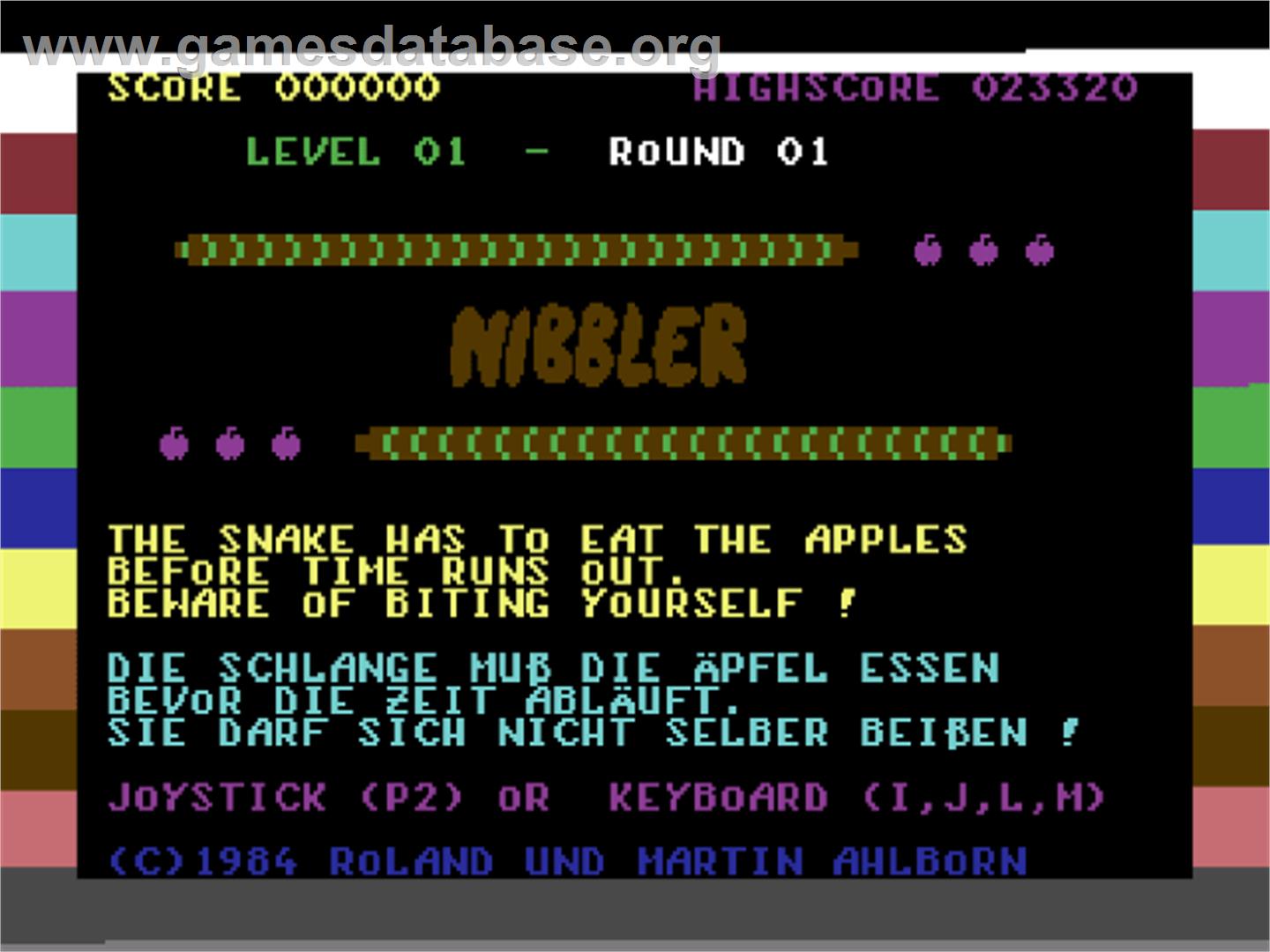 Nibbler (Loadstar) - Commodore 64 - Artwork - Title Screen