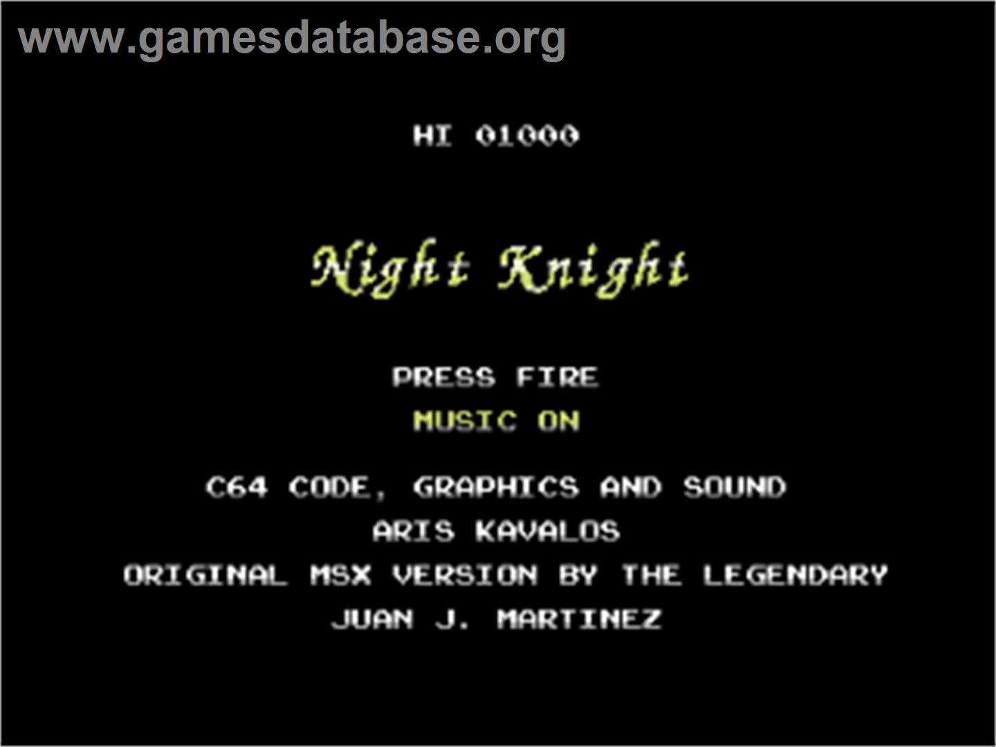Night Knight - Commodore 64 - Artwork - Title Screen