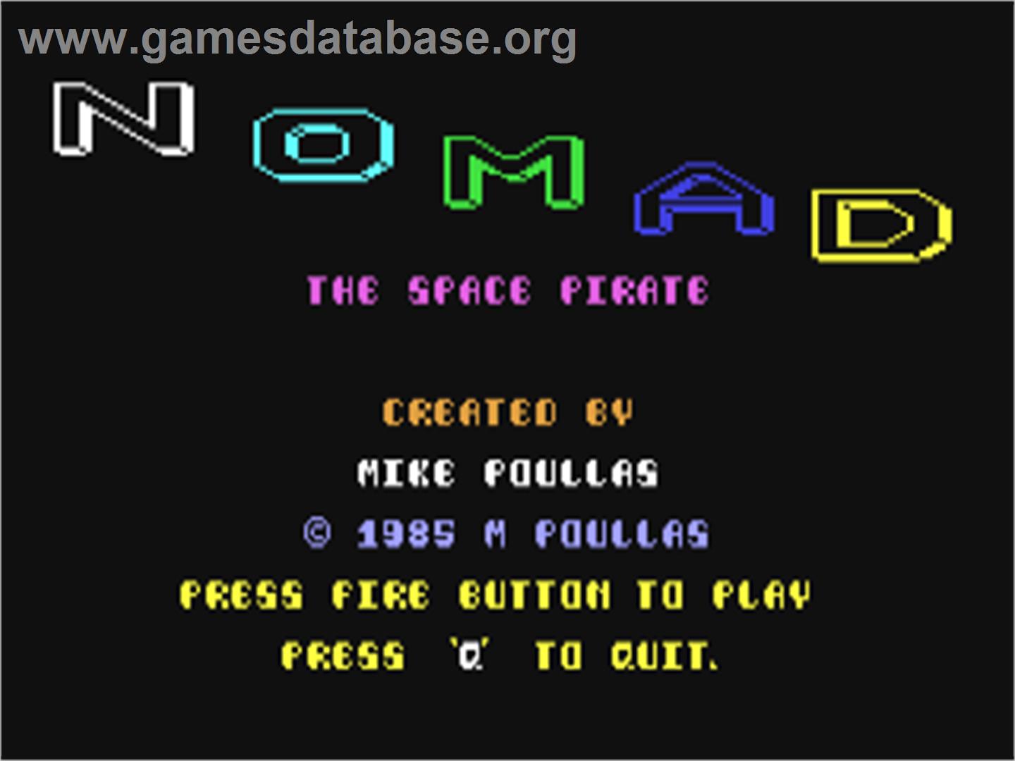 Nomad - The Space Pirate - Commodore 64 - Artwork - Title Screen