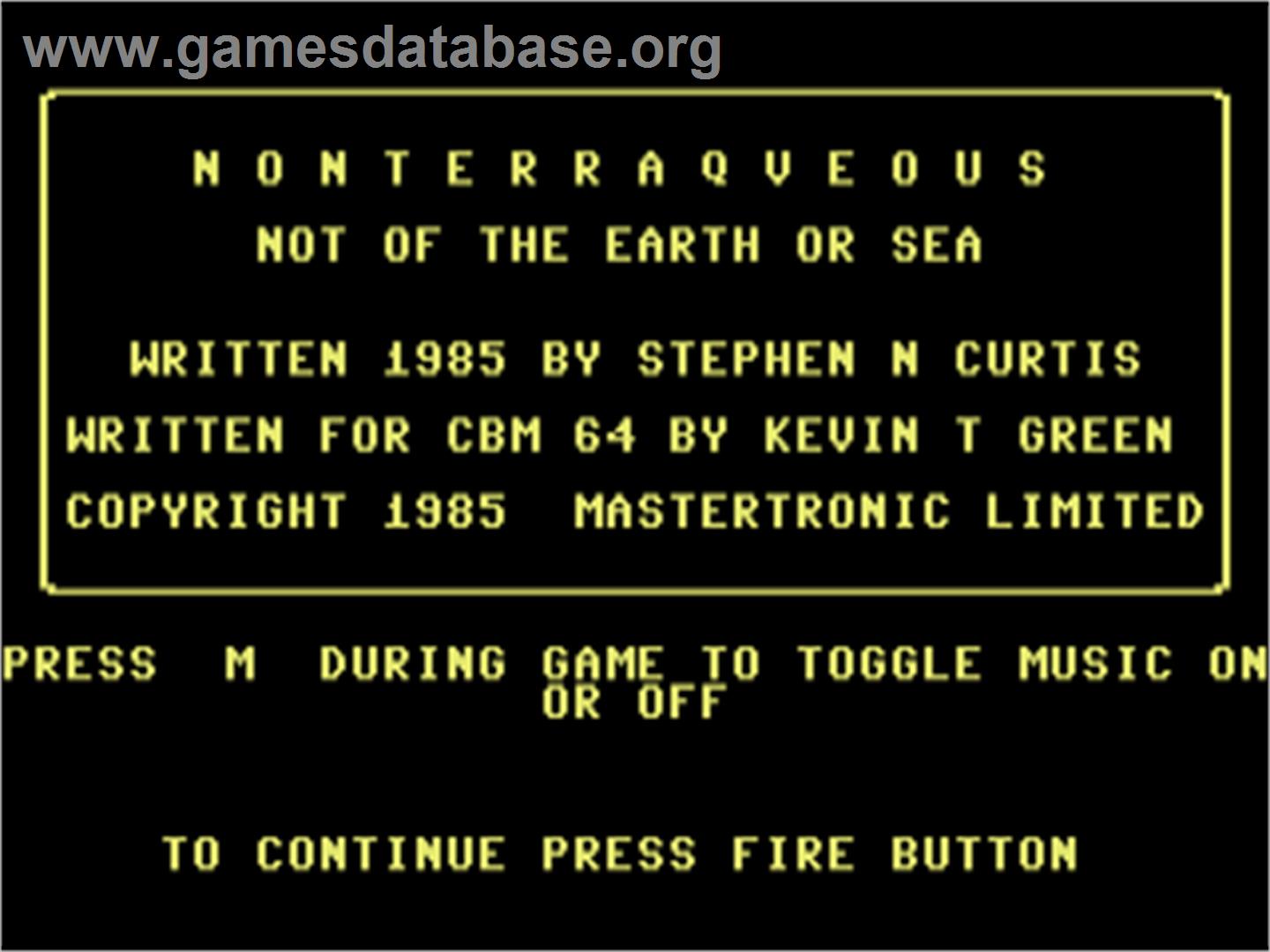 Nonterraqueous - Commodore 64 - Artwork - Title Screen
