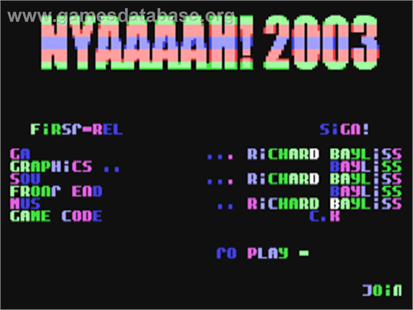 Nyaaaah! 2003 - Commodore 64 - Artwork - Title Screen
