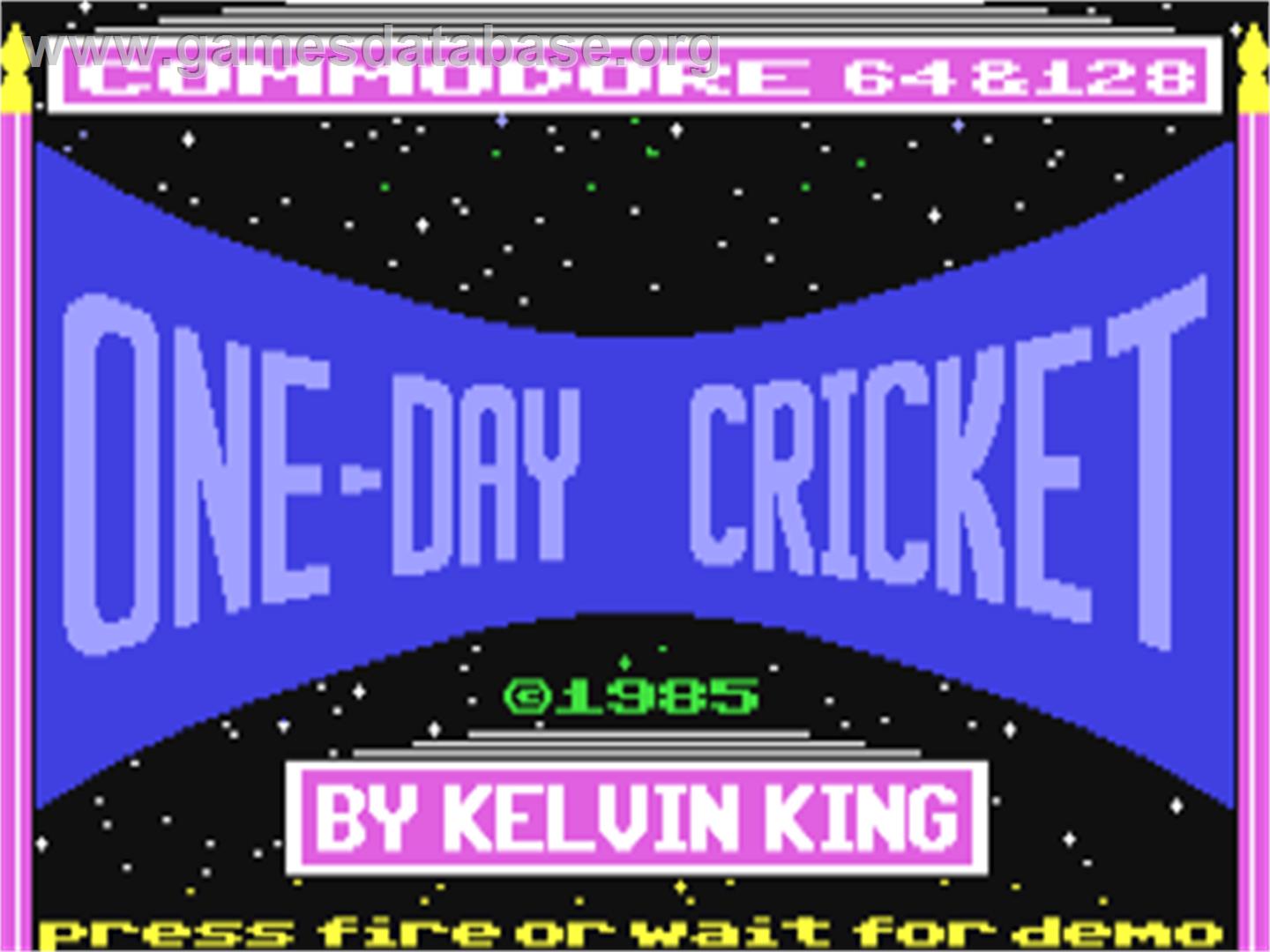 One-day Cricket - Commodore 64 - Artwork - Title Screen