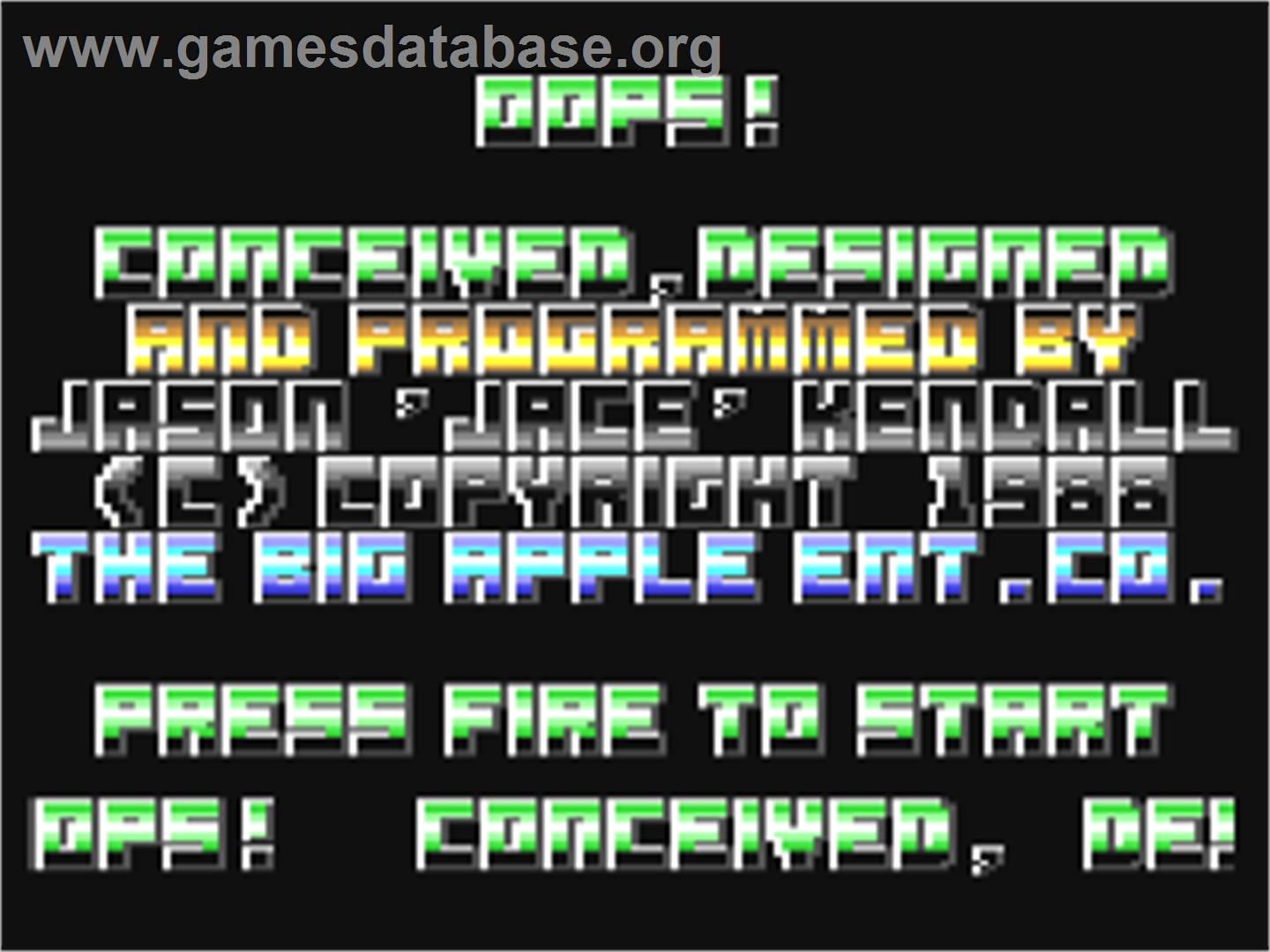 Oops (Norwaygames) - Commodore 64 - Artwork - Title Screen