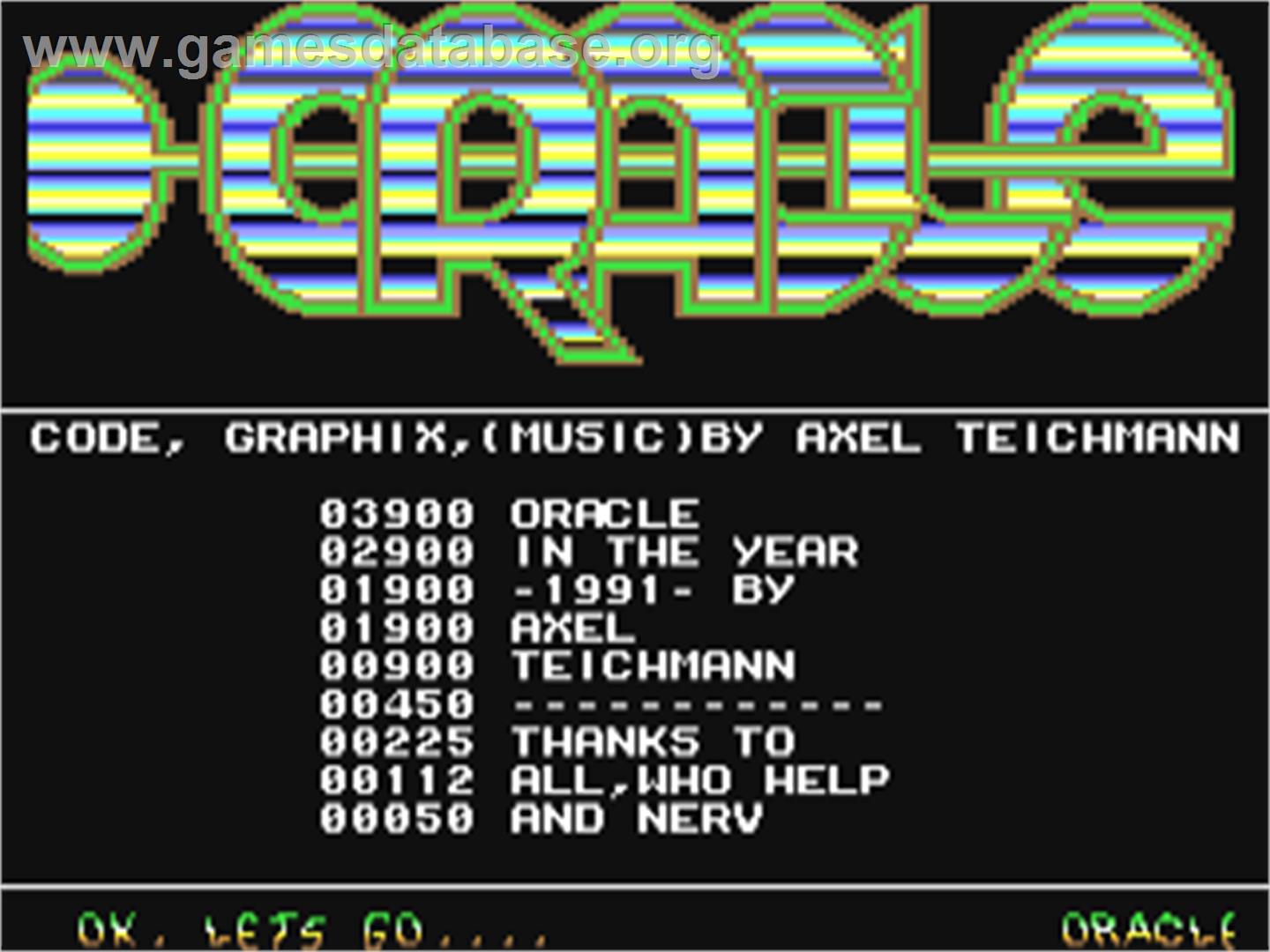 Oracle - Commodore 64 - Artwork - Title Screen