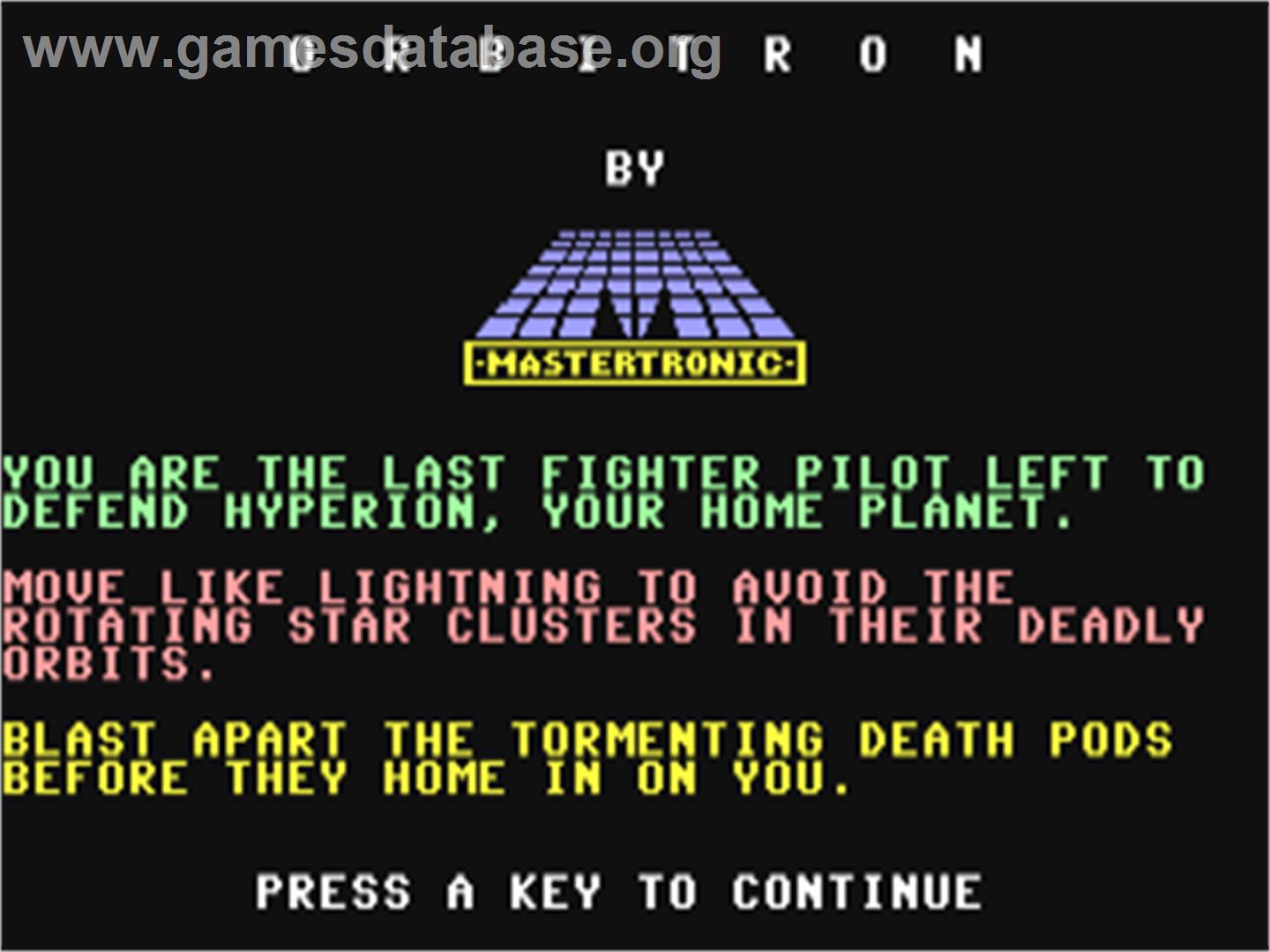 Orbitron - Commodore 64 - Artwork - Title Screen