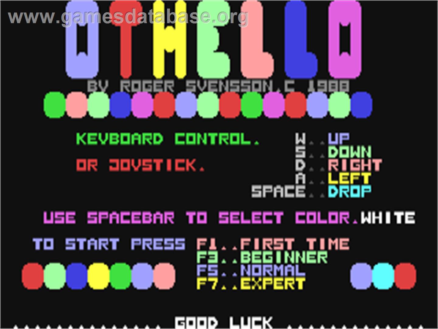 Othello (Alpha Software) - Commodore 64 - Artwork - Title Screen