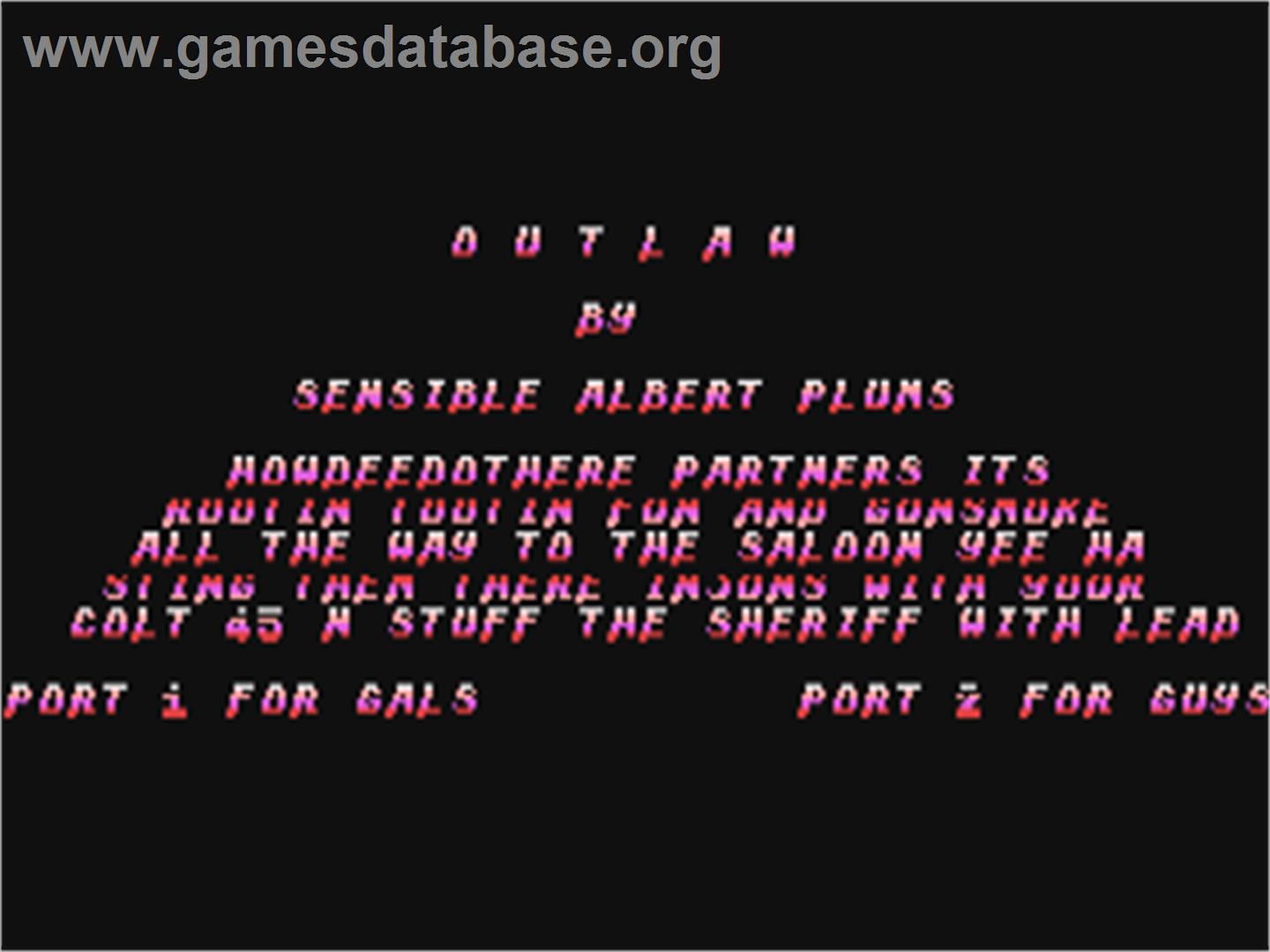 Outlaw (Vial) - Commodore 64 - Artwork - Title Screen