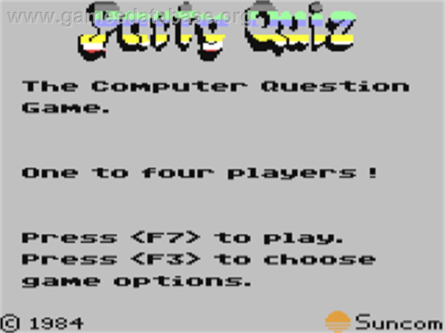 PQ: The Party Quiz Game - Commodore 64 - Artwork - Title Screen