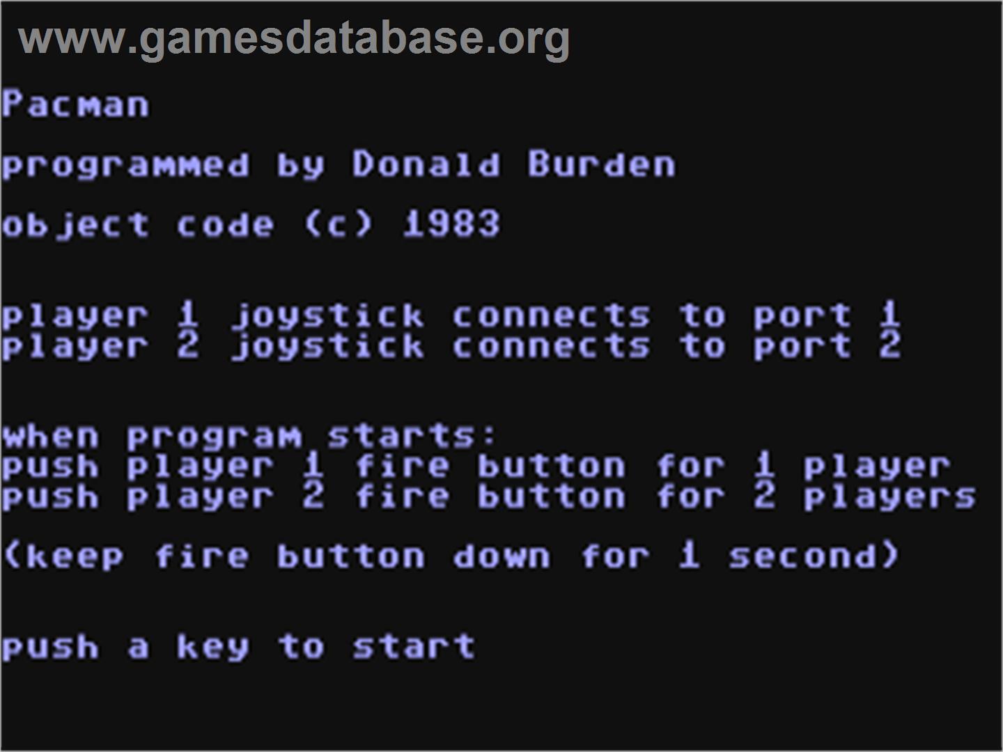 Pac-Man - Commodore 64 - Artwork - Title Screen