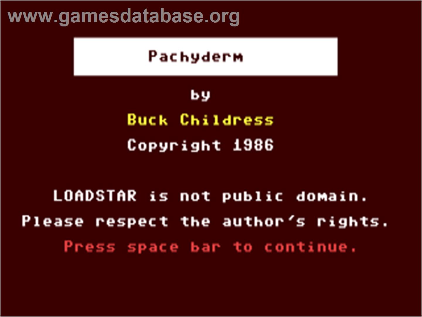 Pachyderm Panic - Commodore 64 - Artwork - Title Screen