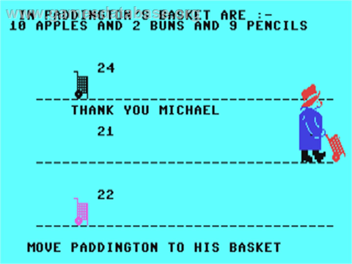 Paddington's Shopping Mix-up - Commodore 64 - Artwork - Title Screen