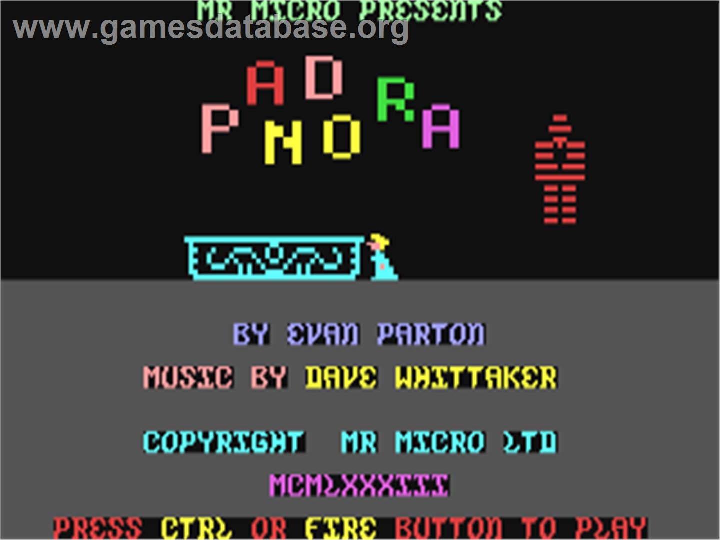 Pandora's Box - Commodore 64 - Artwork - Title Screen