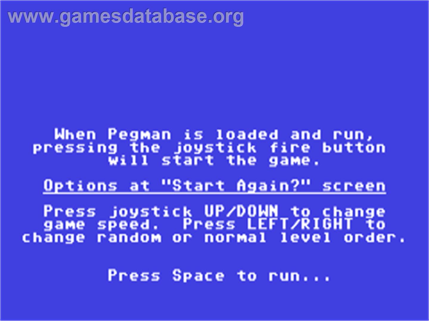 Pegman - Commodore 64 - Artwork - Title Screen